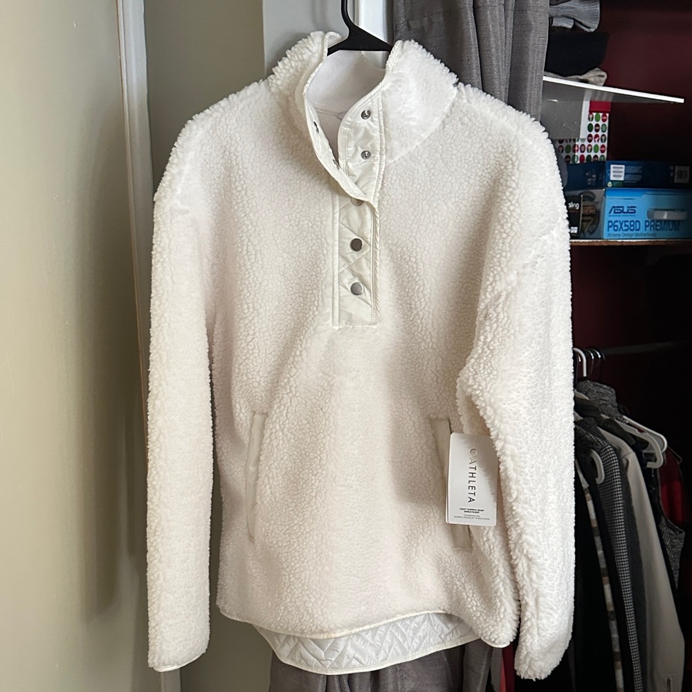 Athleta Cozy Sherpa Snap Sweatshirt